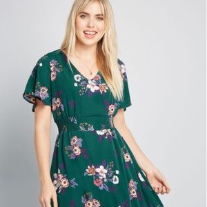ModCloth Emerald Through and Through Floral Dress